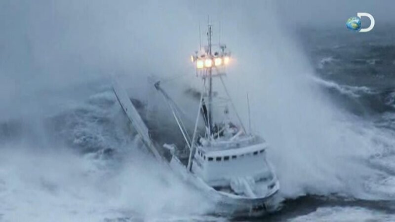 Fishing Boat in Storm — Gray