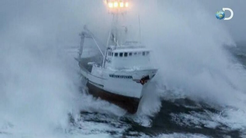 Fishing Boat in Storm — White