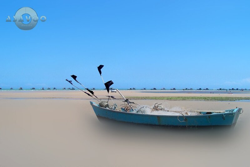 Fishing boat on a sandy beach