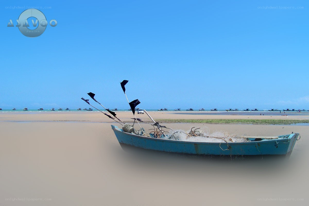 Fishing boat on a sandy beach