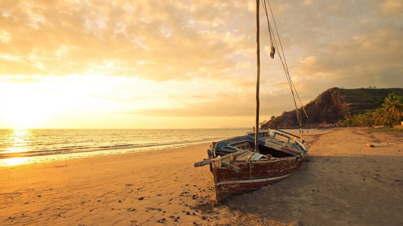 Fishing Boat on Beach — Gold