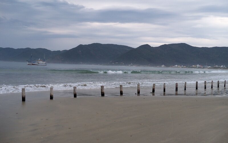 Fishing Boat on Beach — Gray