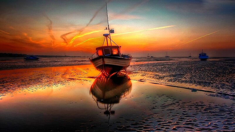 Fishing Boat on Beach — Orange, Dramatic
