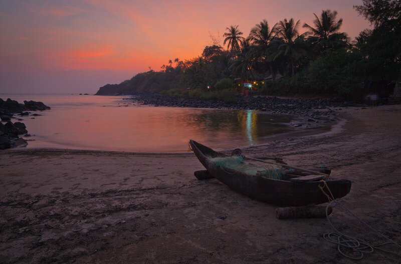 Fishing Boat on Beach — Orange, Serene