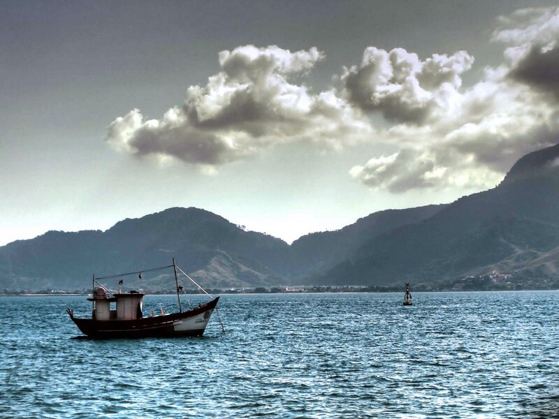 Fishing boat on calm sea