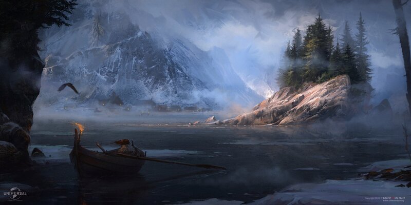 Fishing Boat on Lake — Blue, Dramatic