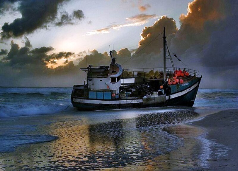 Fishing boat on the shore