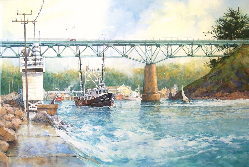 Fishing Boat under Bridge