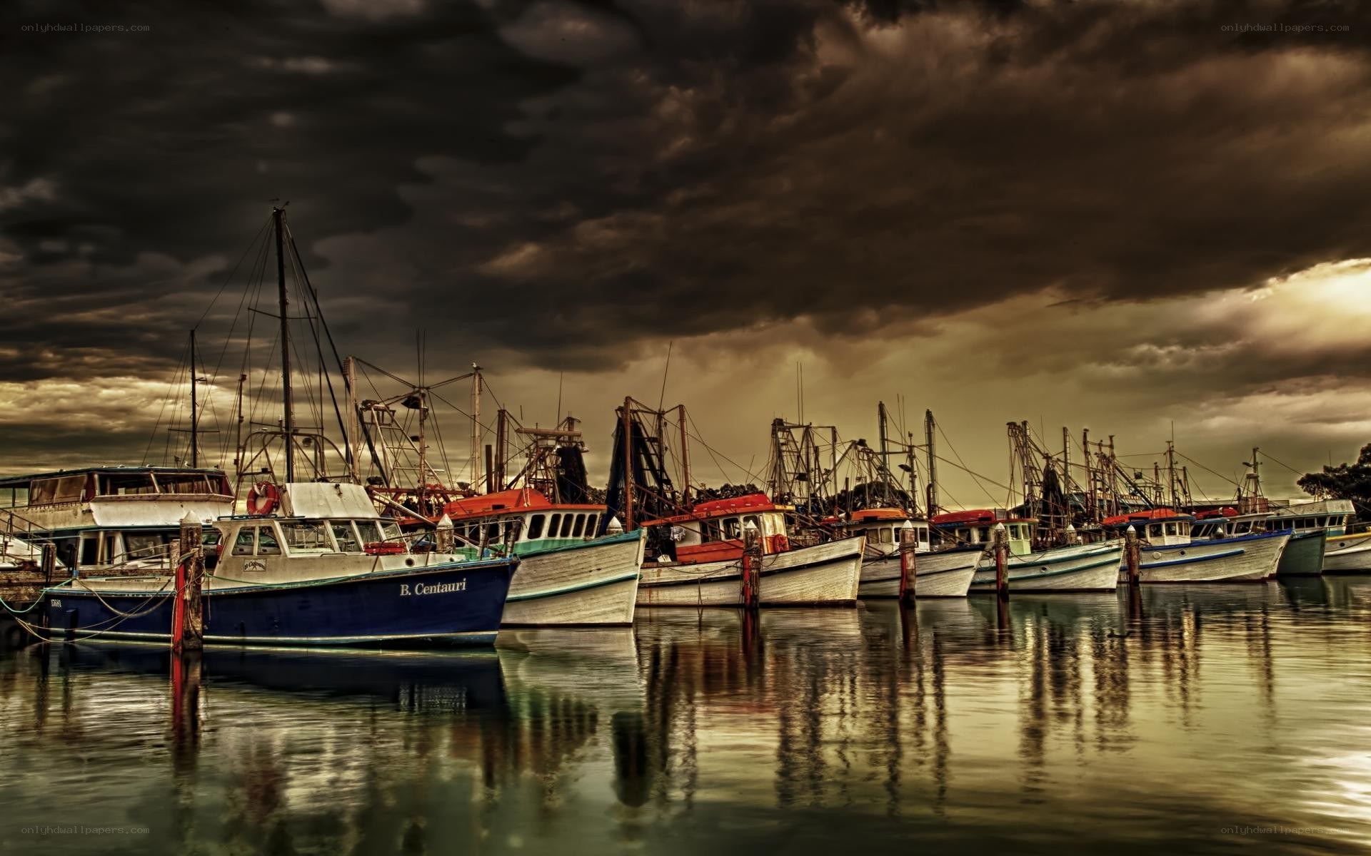Fishing boats at a harbor