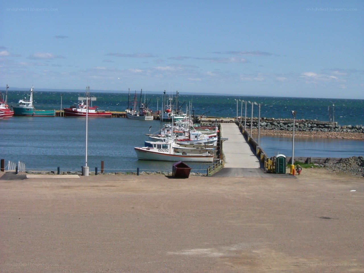 Fishing boats at a harbor