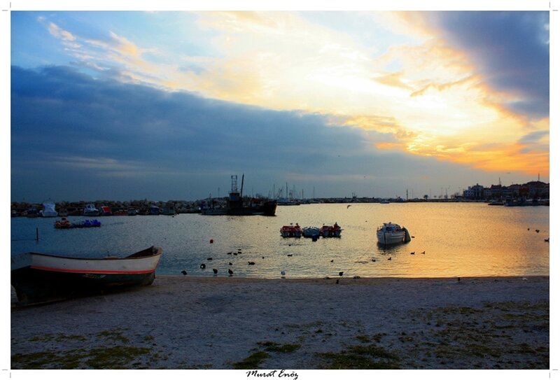 Fishing Boats at Harbor — Blue