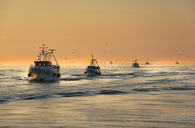 Fishing Boats at Sea — Orange