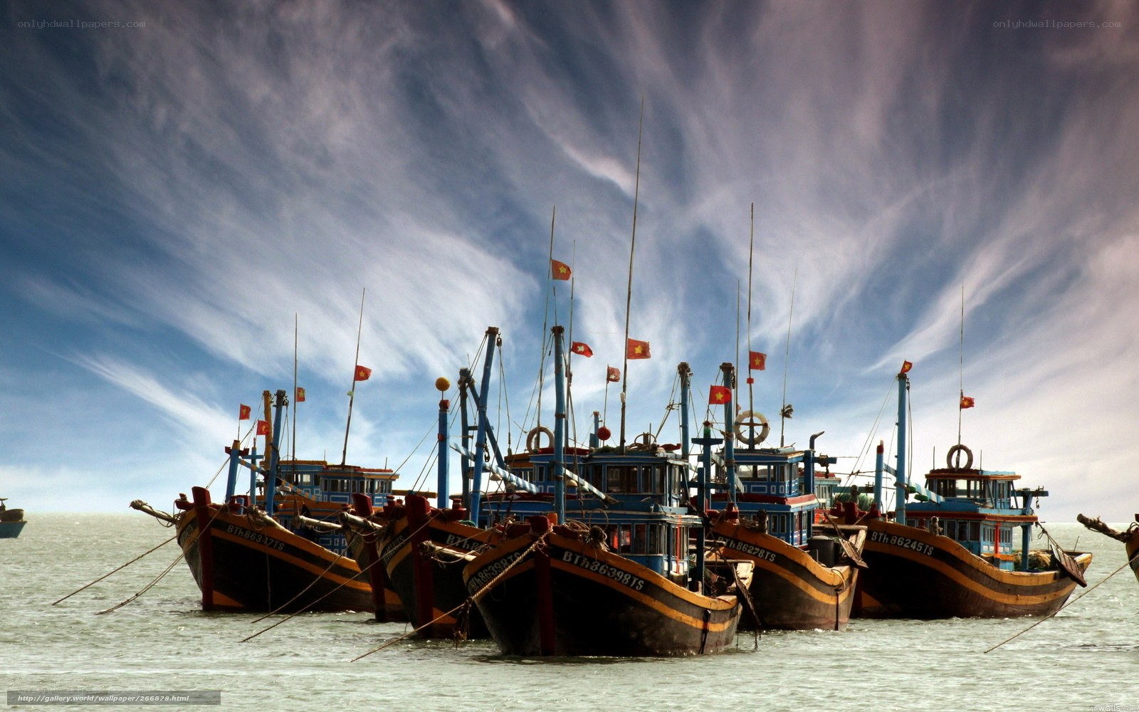 Fishing boats at sea