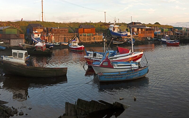 Fishing boats in a harbor