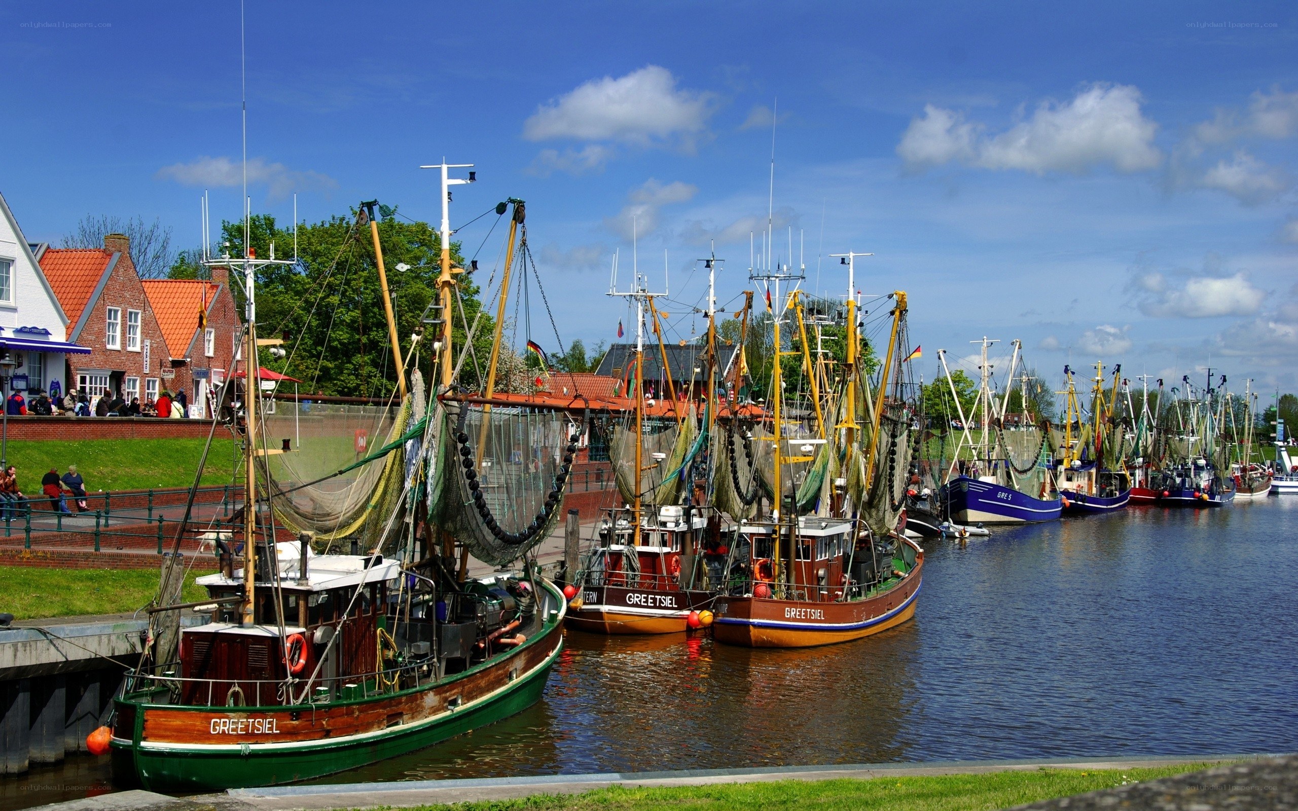 Fishing boats in a harbor
