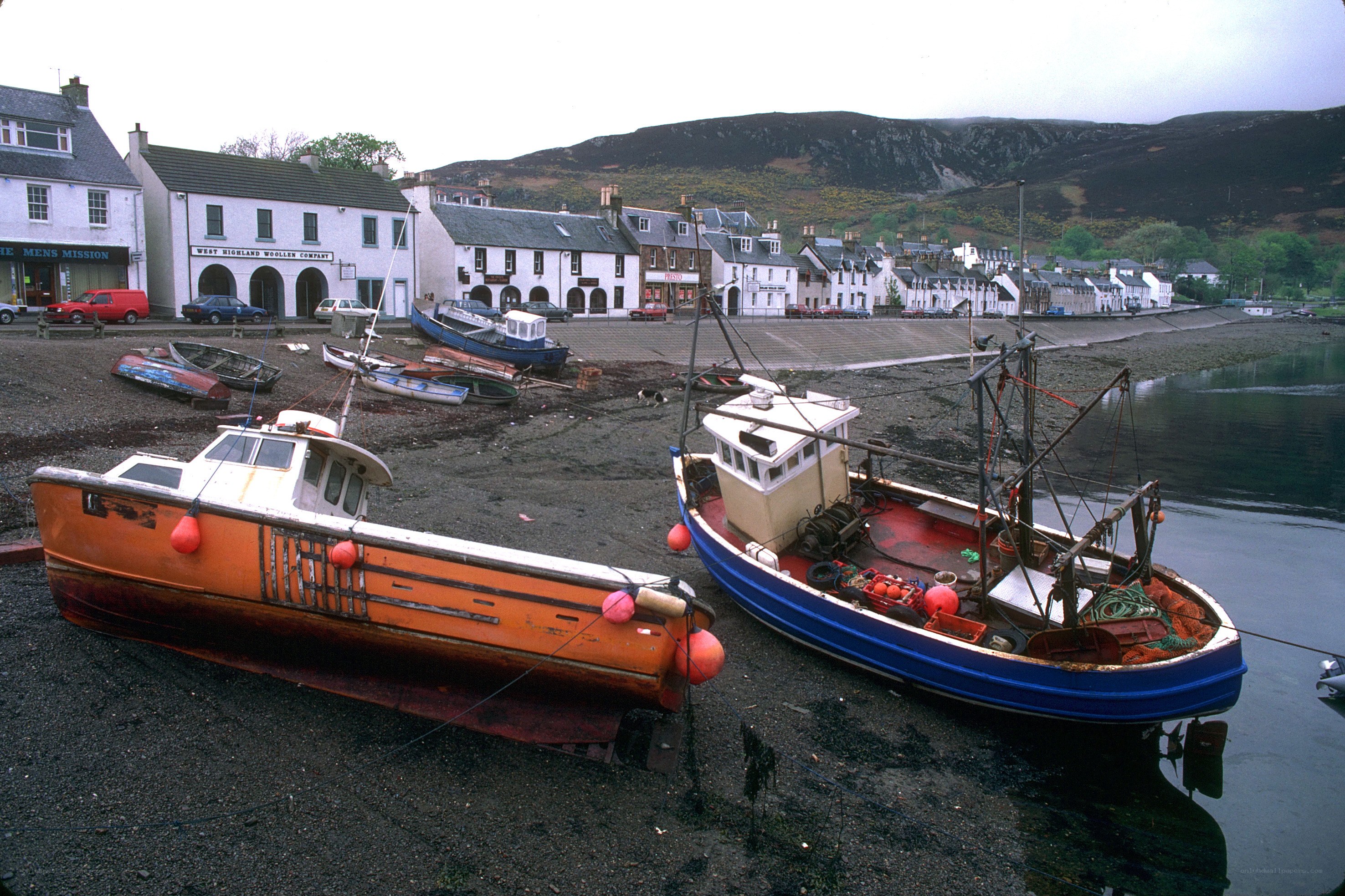 Fishing boats in a Scottish harbor
