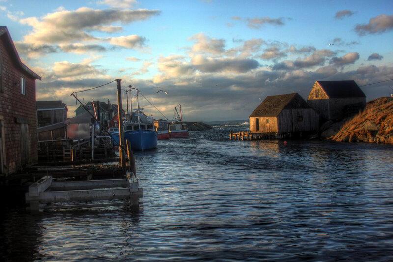 Fishing Boats in Harbor — Blue, Serene