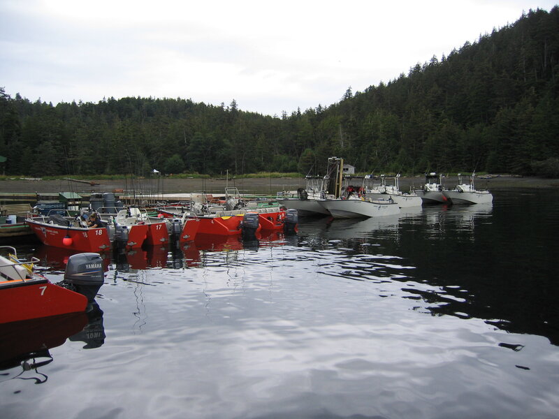 Fishing Boats in Harbor — Red