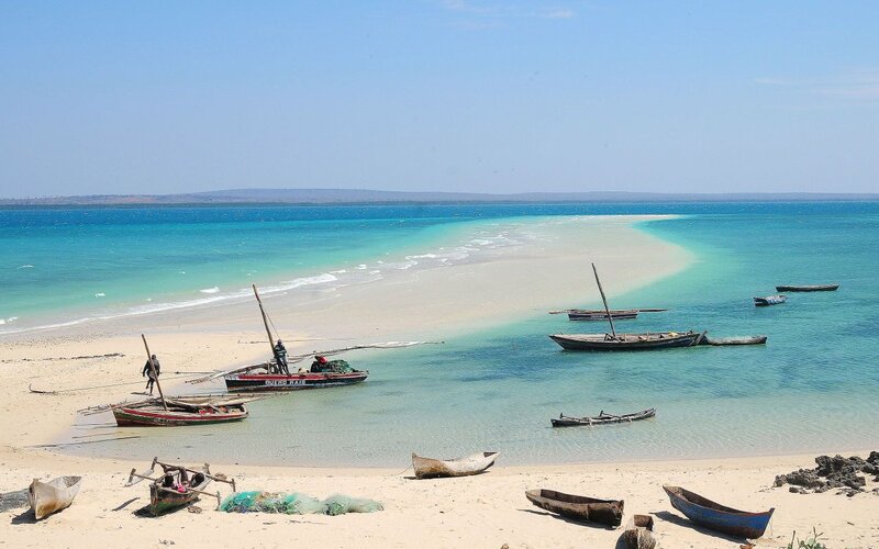 Fishing Boats on Beach — Blue, Serene