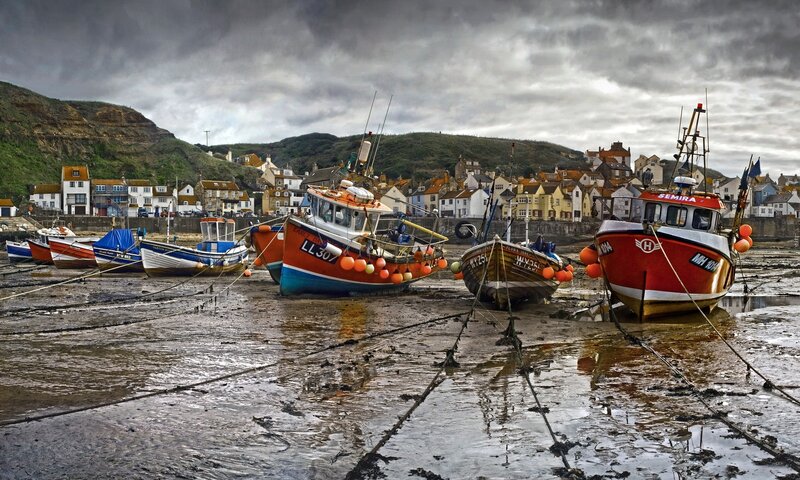 Fishing Boats on Mudflats — Gray