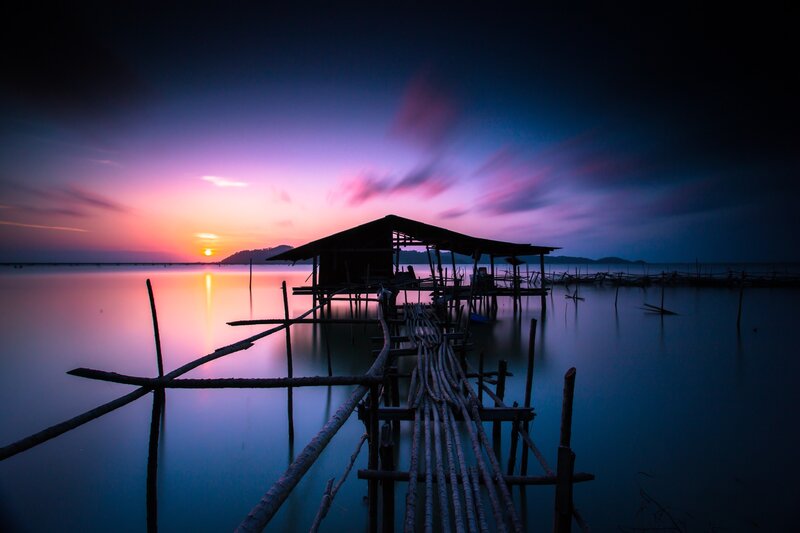 Fishing Hut on Stilts — Purple
