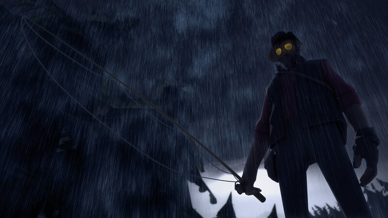 Fishing in the rain
