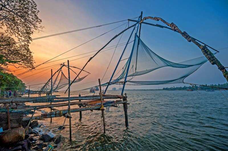 Fishing Nets at Sunset — Blue