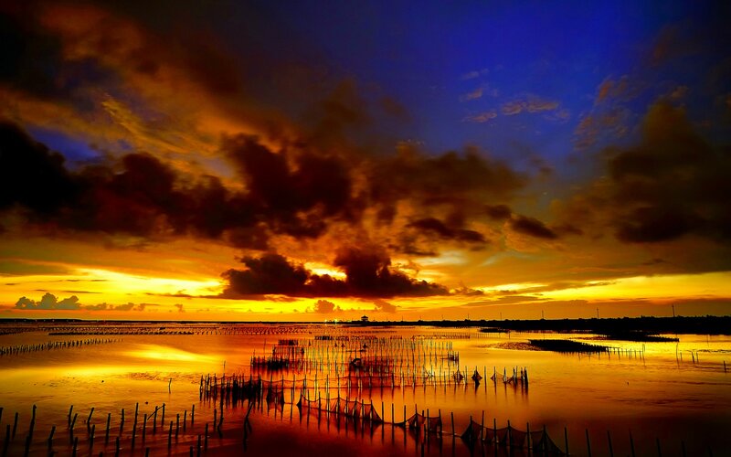 Fishing Nets at Sunset — Orange