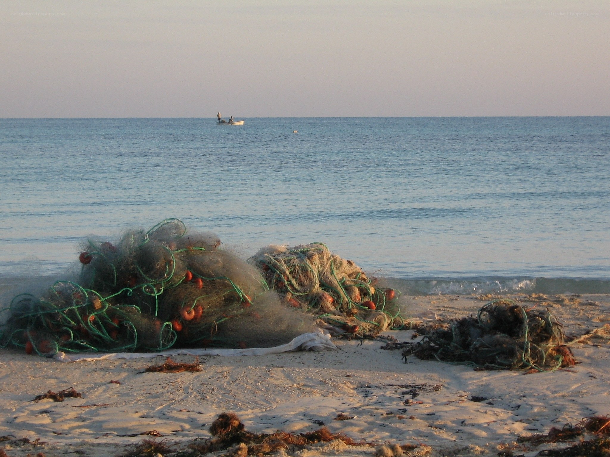 Fishing nets on a beach