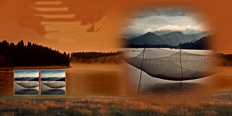 Fishing Nets on Lake