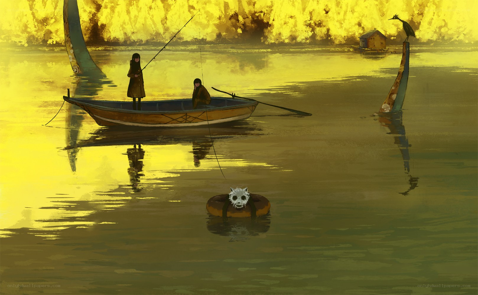 Fishing on a golden river