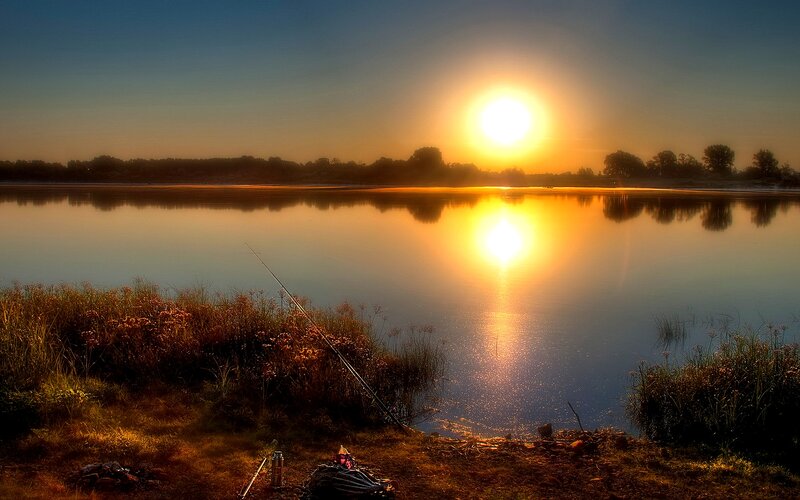 Fishing Rod at Sunset — Gold