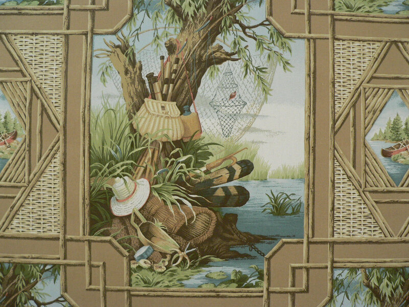 fishing scene wallpaper design
