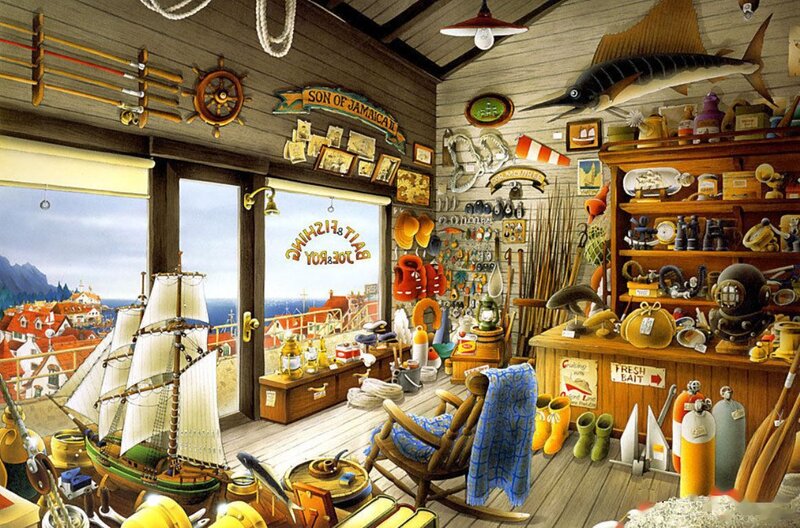 Fishing Shop Interior — Brown