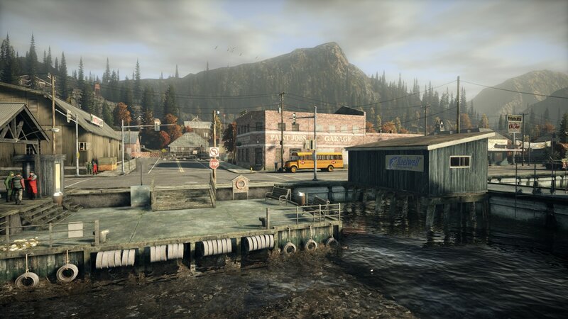 fishing town dock scene