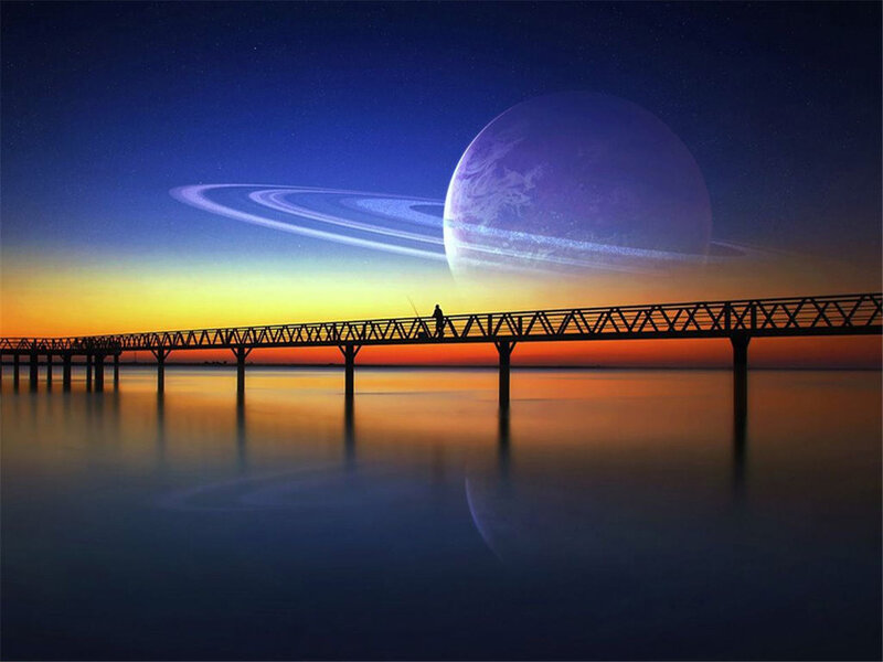 Fishing under a ringed planet