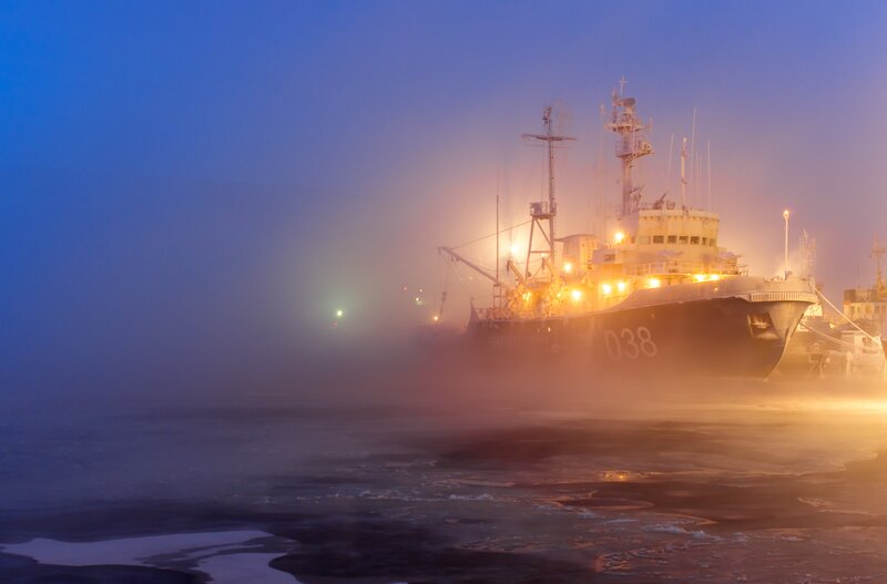Fishing Vessel in Fog