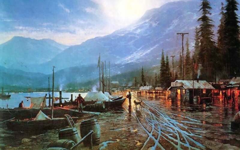 Fishing Village at Dusk — Blue, Dramatic