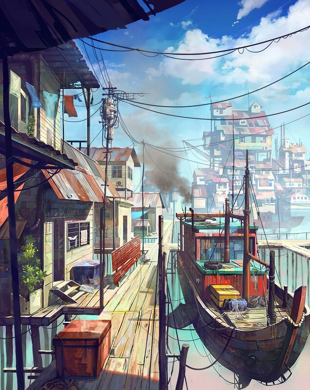 Fishing village by the sea