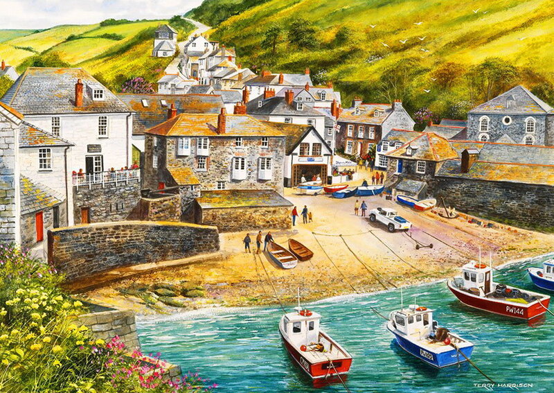 Fishing Village Harbor — Blue, Serene, Afternoon