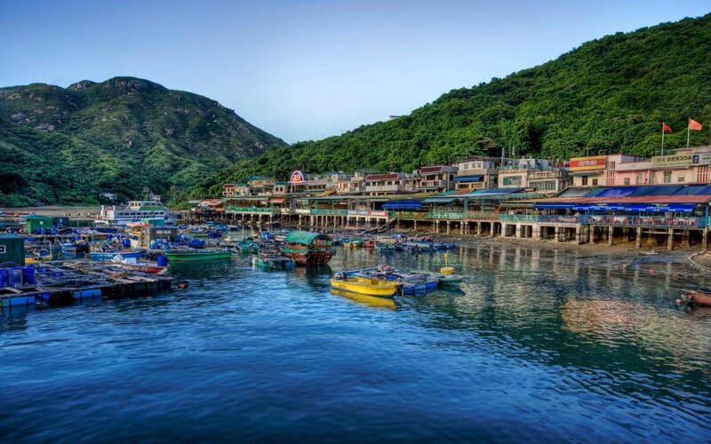 Fishing Village Harbor — Blue, Serene