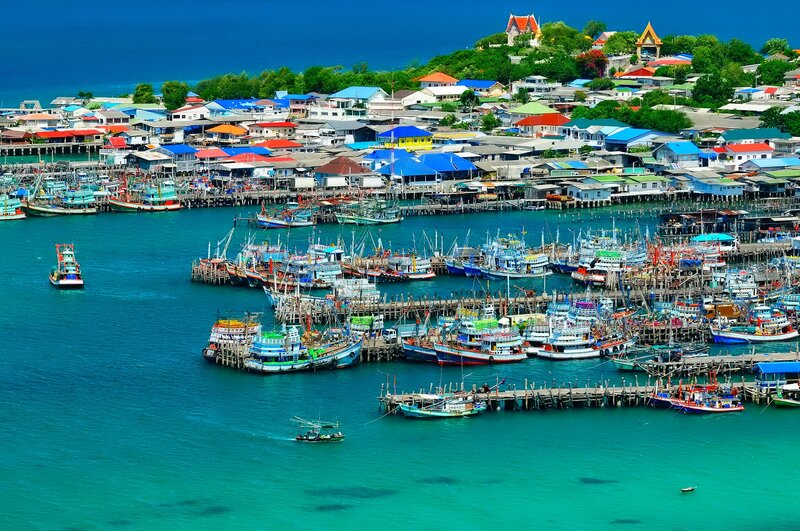 Fishing Village Harbor — Blue