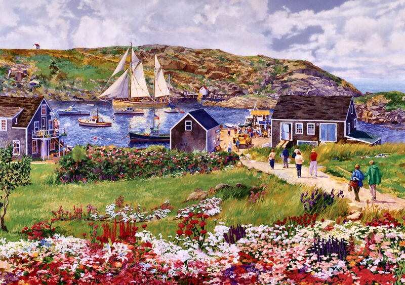 Fishing Village Harbor — Green, Serene