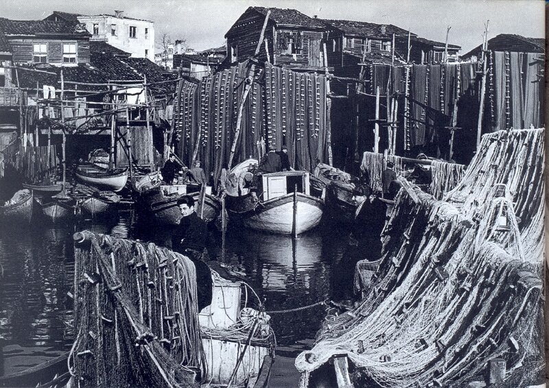 Fishing village harbor scene