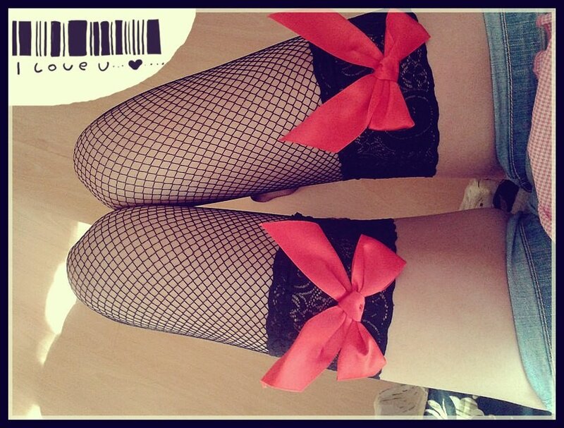fishnet stockings with bows