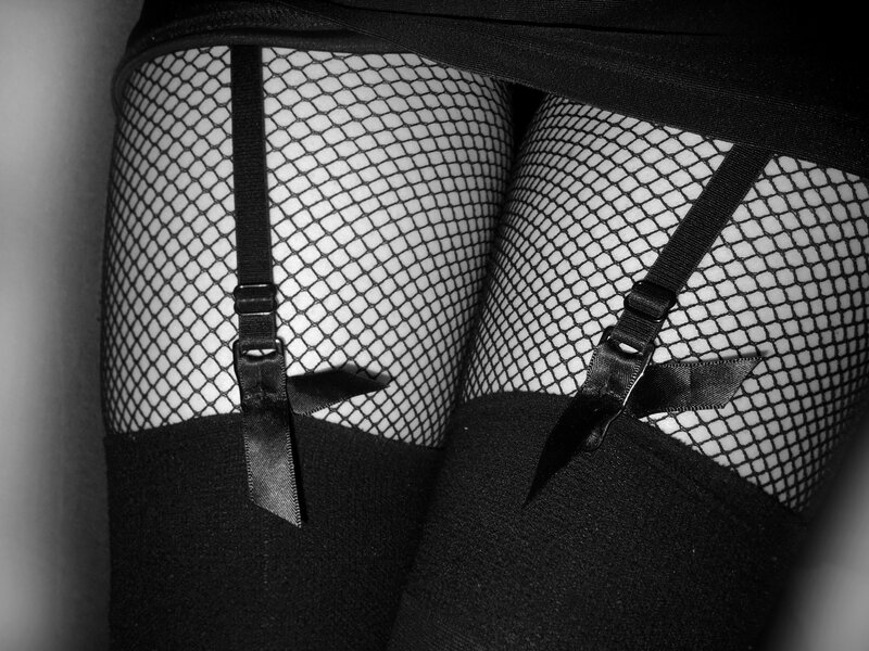 fishnet stockings with suspenders