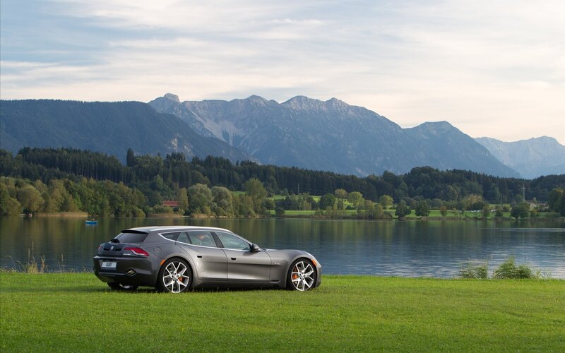 Fisker Karma by a lake