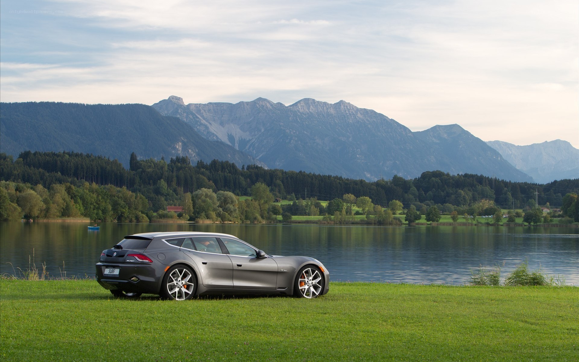 Fisker Karma by a lake