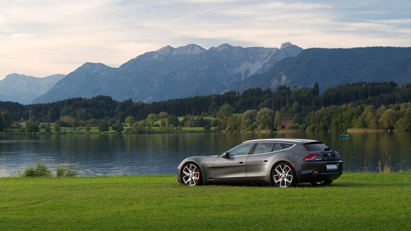 Fisker Karma by a lake