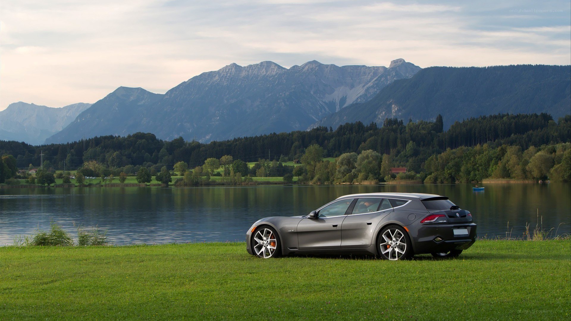 Fisker Karma by a lake